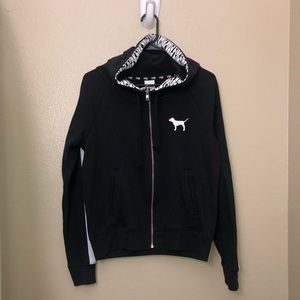 VS Pink Black White Logo Full Zip Hoodie- M